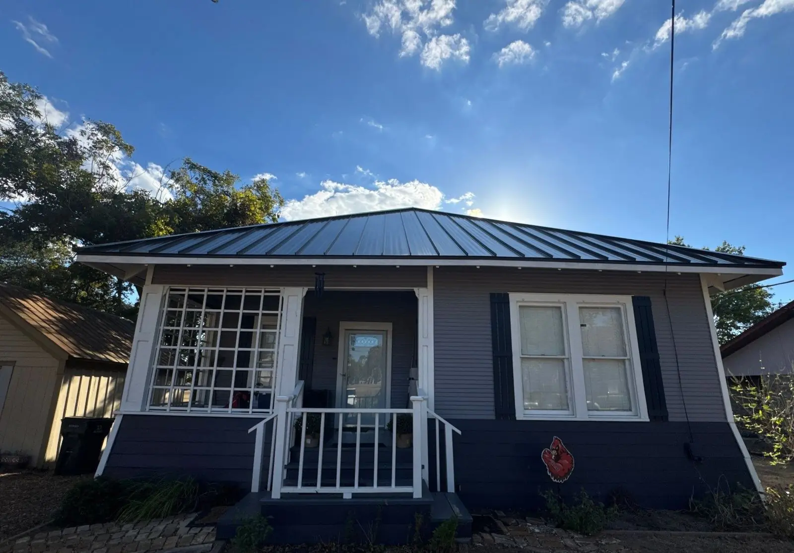 Standing seam metal roof on a finished home